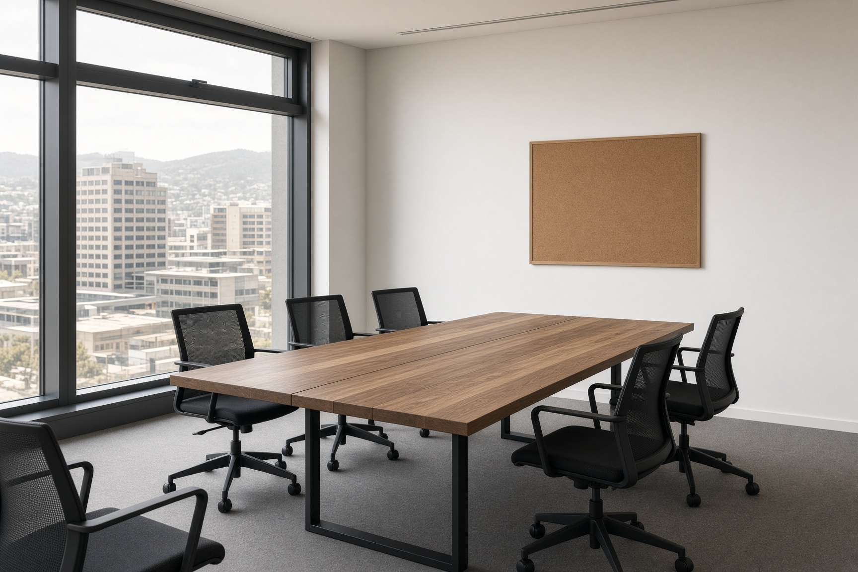 Concept visualisation of a meeting table made from recovered commercial desktops — not a completed project.